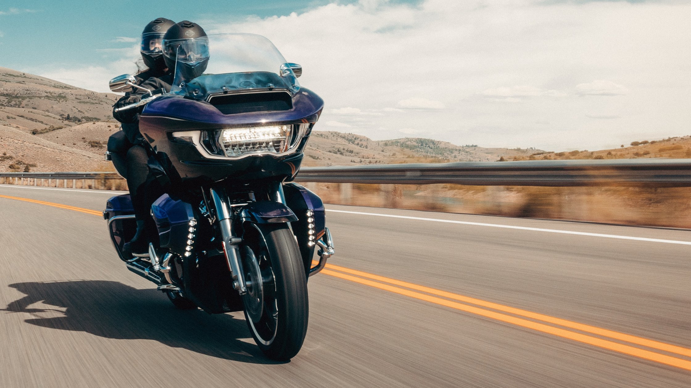2026 H-D® CVO™ Street Glide® performance touring motorcycle cornering mountain road
